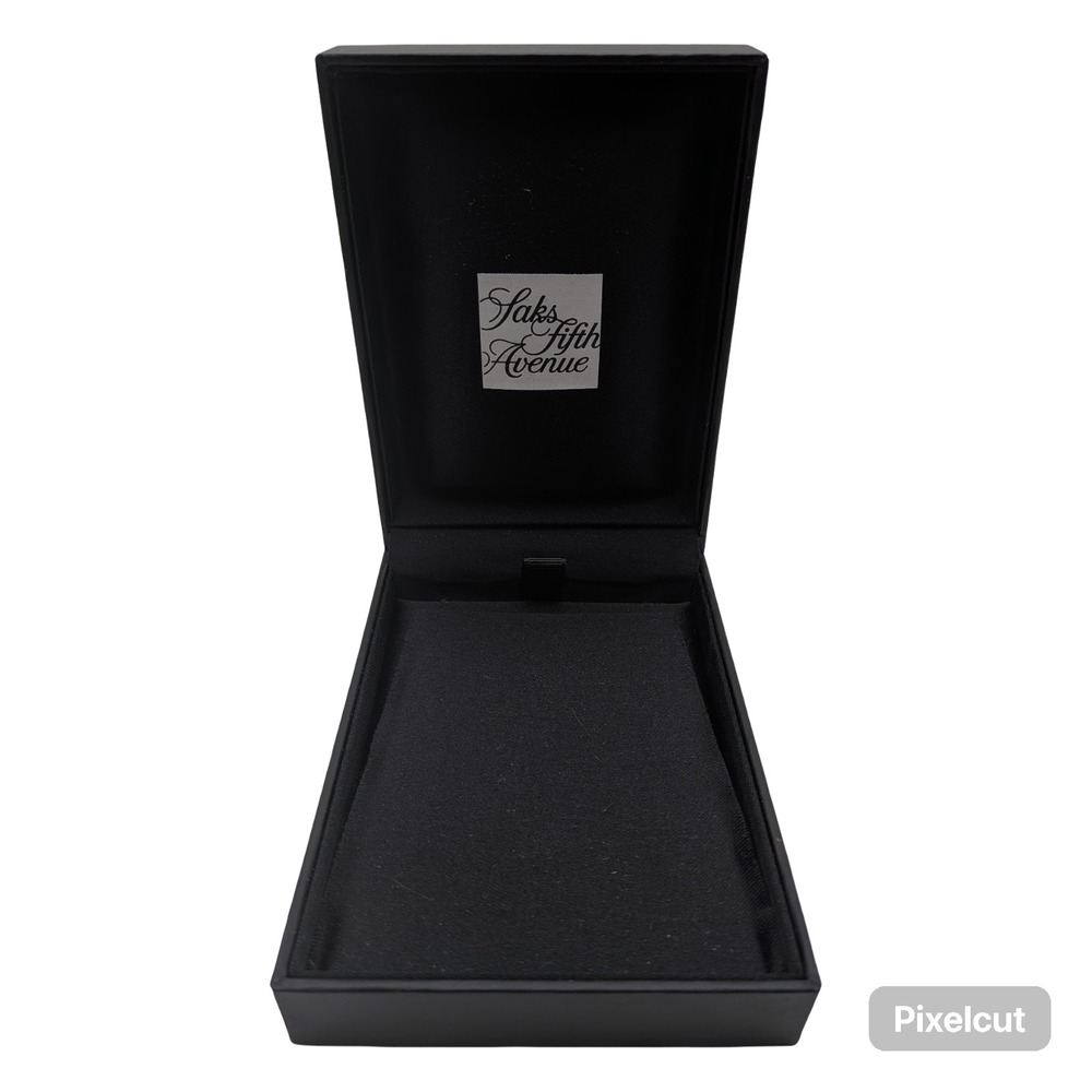 Saks Fifth Avenue Black Jewelry Gift Box Empty Padded Interior Logo 5.25x4x1.25